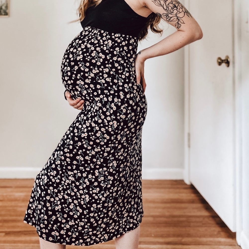 ASOS Floral Maternity Midi Skirt